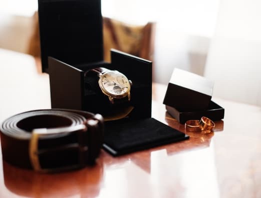 luxury expensive watch and jewelry in packaging